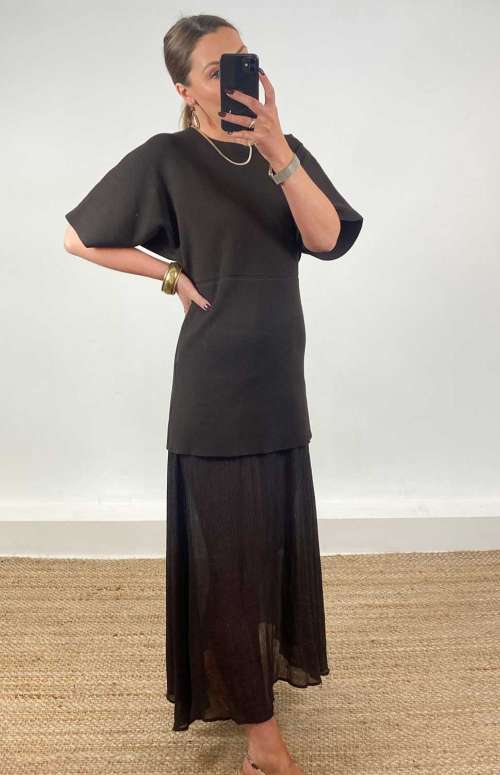 PLEATED SKIRT T-SHIRT DRESS