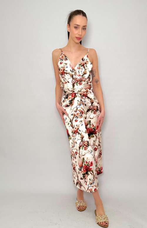 SATIN WRAP-DETAIL DRESS
