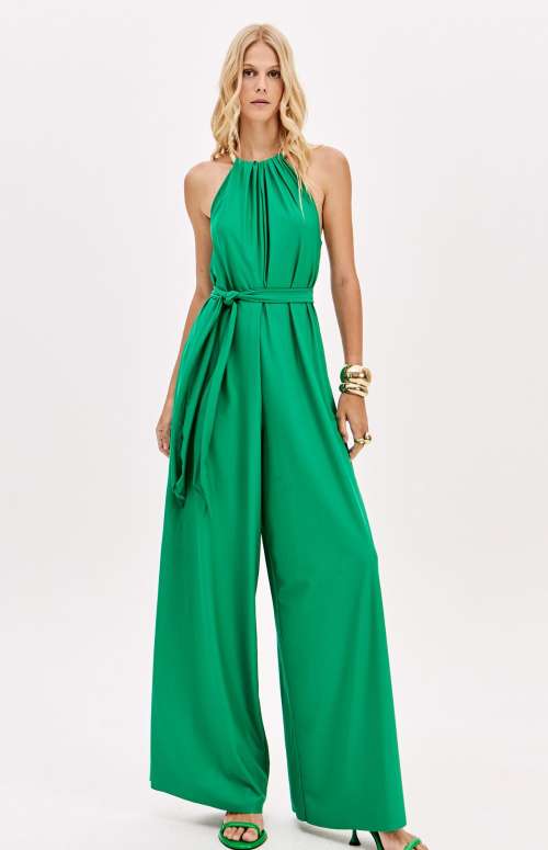 HALTER NECK JUMPSUIT WITH BELT