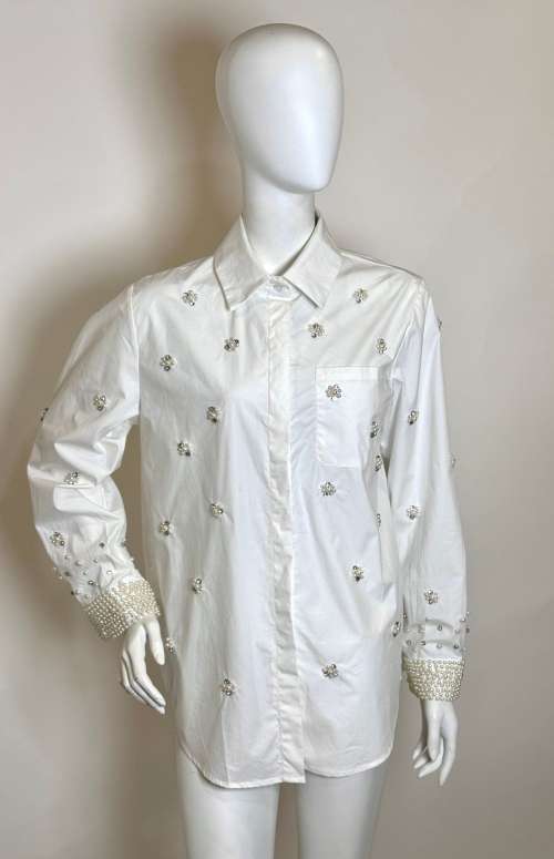 EMBELLISHED SHIRT WITH PEARL CUFFS