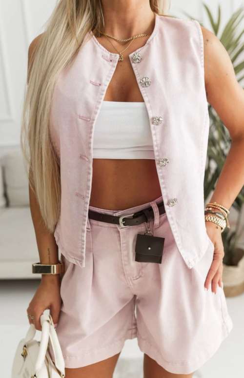 CO-ORD DENIM | VEST & BERMUDA WITH BELT