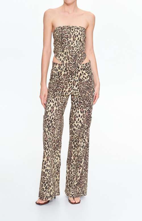 SPOTTED STRAIGHT LEG TROUSERS