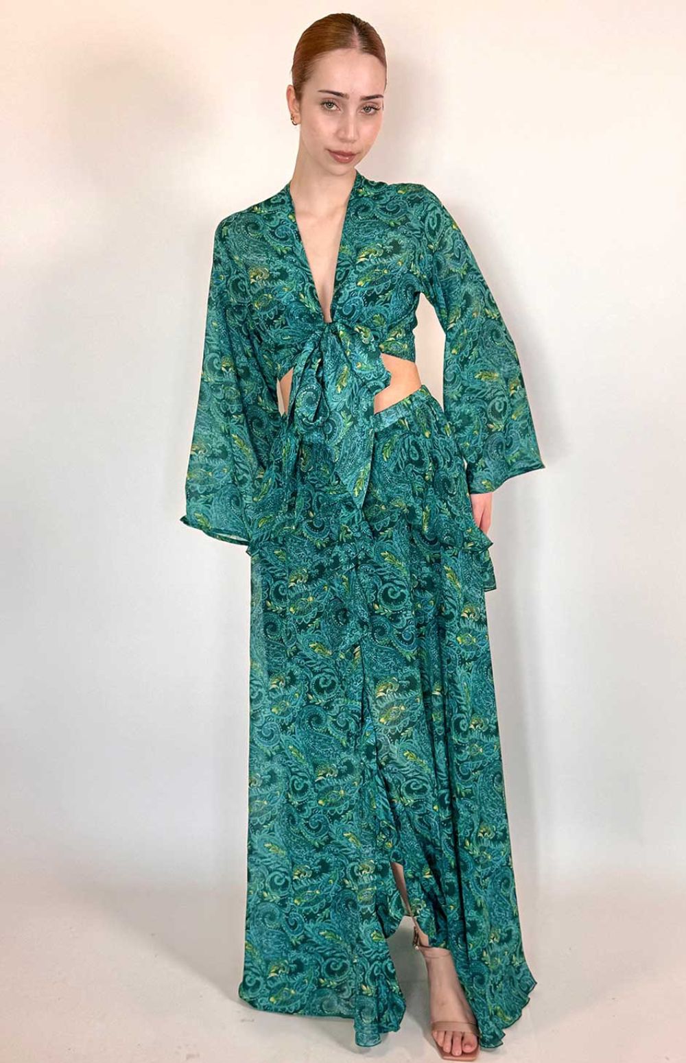Bahamas Pleated Crop Top & Wrap Skirt Co-ord Set
