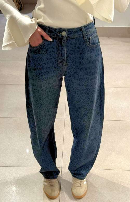 DENIM ANIMAL PRINT TROUSER