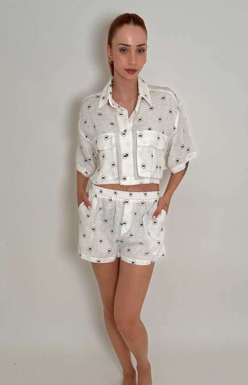 CO-ORD WITH MW PRINT | CROP SHIRT & SHORTS