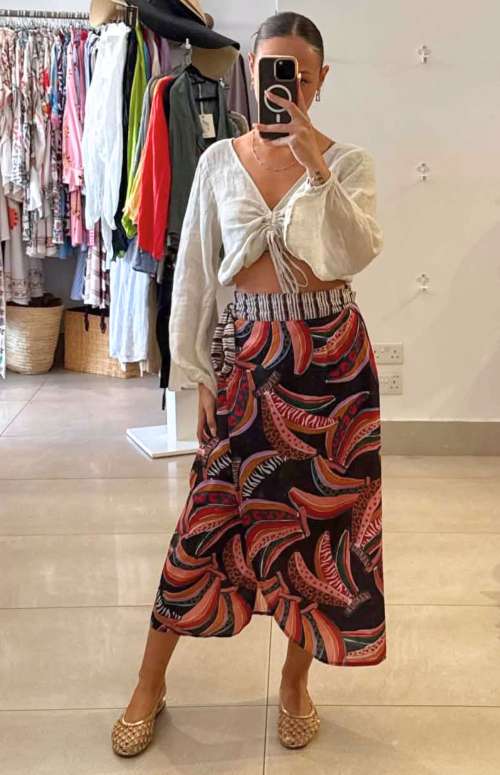 PRINTED WRAP PAREO SKIRT