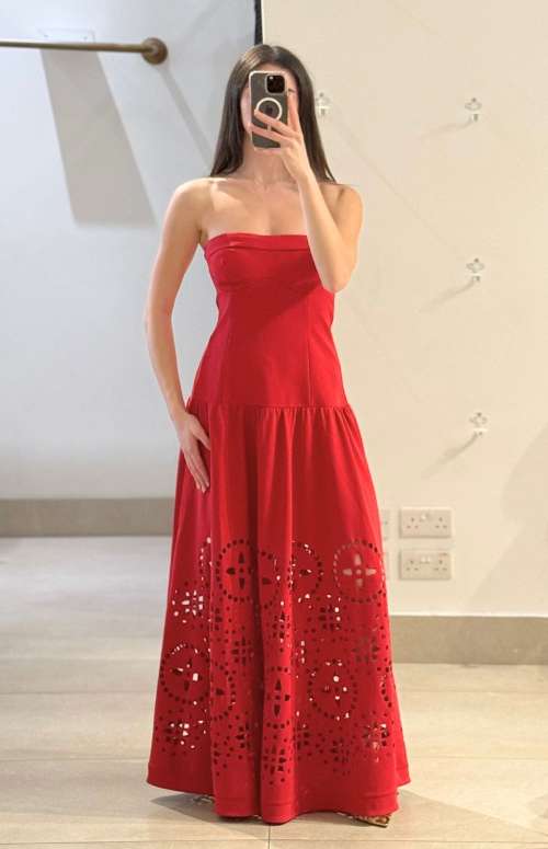 STRAPLESS MIDI DRESS