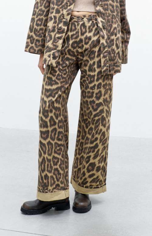 STRAIGHT LEG LEOPARD TROUSERS