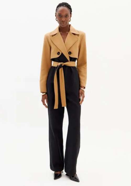 LONG TWO TONE JUMPSUIT WITH SASH