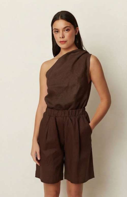 CO-ORD LINEN | ONE-SHOULDER TOP & SHORTS