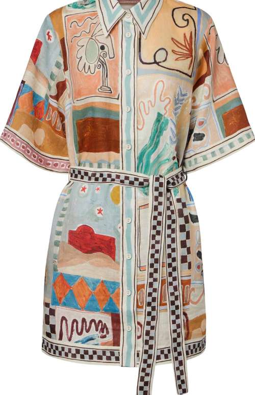SHORT PRINTED SHIRT-DRESS