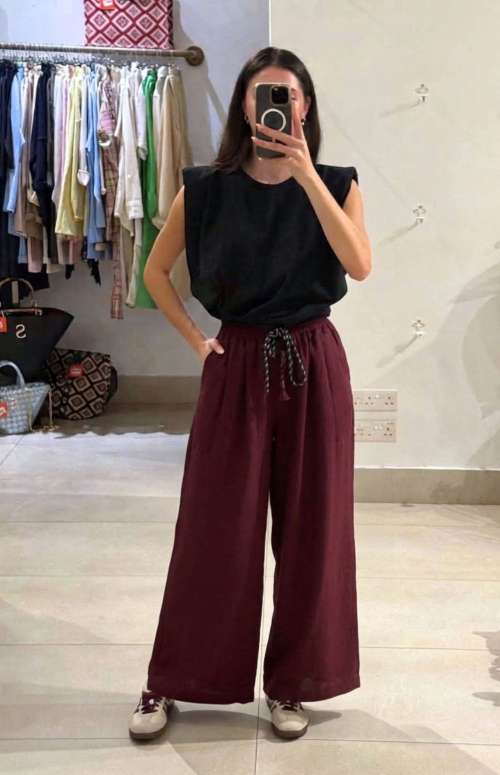 WIDE LEG PANTS WITH ELASTIC WAISTBAND