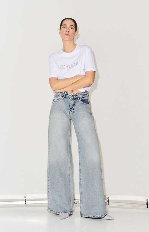 WIDE LEG COTTON JEANS