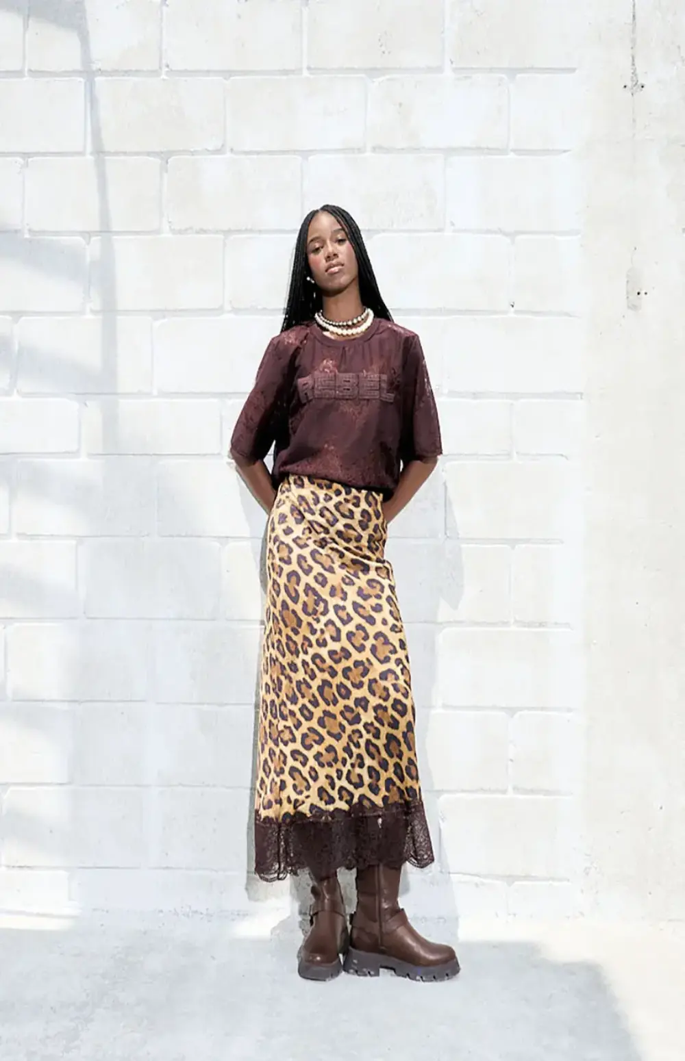 PRINTED JAQUARD MIDI SKIRT
