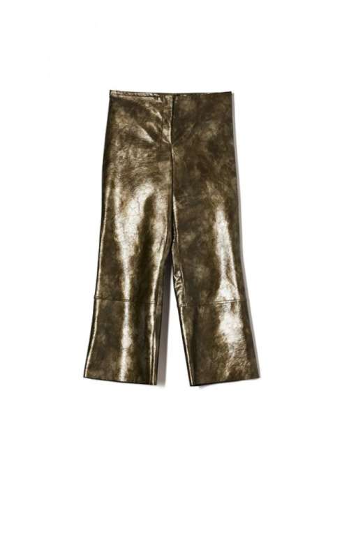 FAUX LEATHER CROPPED PANTS METALLIC