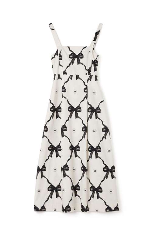 MIDI DRESS WITH BLACK BOWS