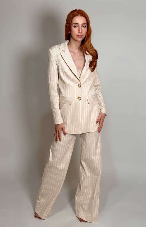 CO-ORD STRIPE BLAZER AND PANTS | NUDE
