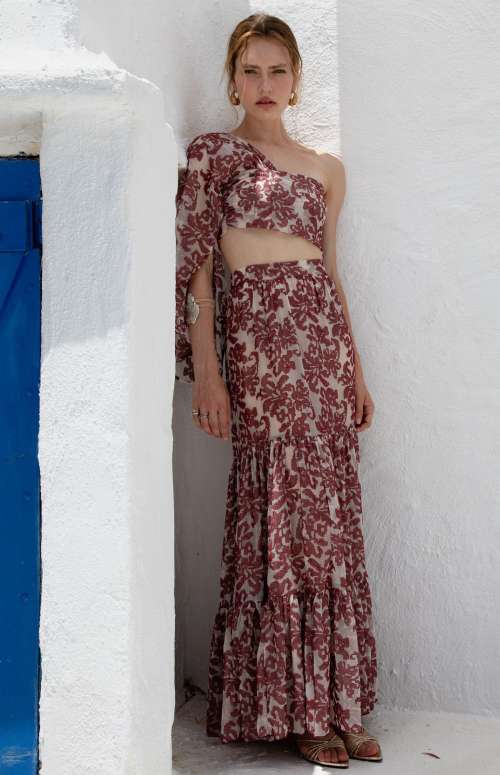CO-ORD VEIL TOP & SKIRT | EMBROIDERED MUSLIN