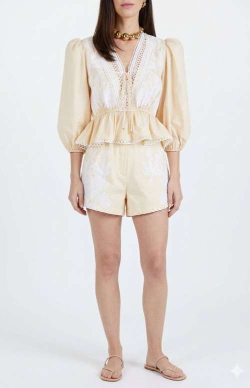 CO-ORD HALF SLEEVE BLOUSE & HIGH-WAISTED SHORTS