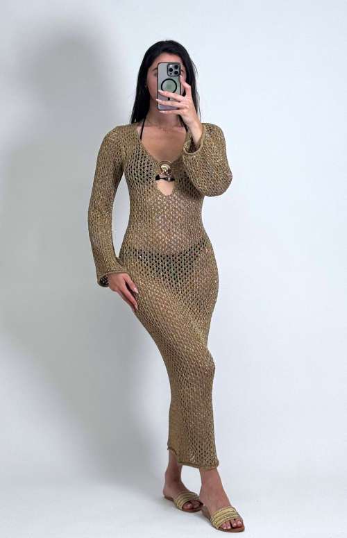KNIT MAXI DRESS WITH LONG SLEEVES