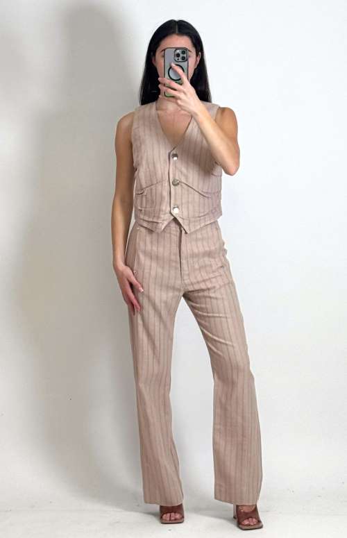 CO-ORD STRIPED LINEN | VEST & TROUSERS