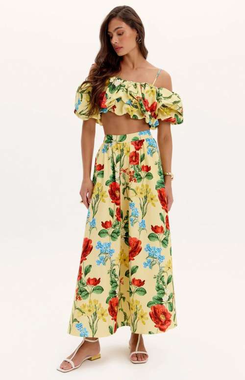 CO-ORD PRINTED | OFF THE SHOULDER TOP & MIDI SKIRT