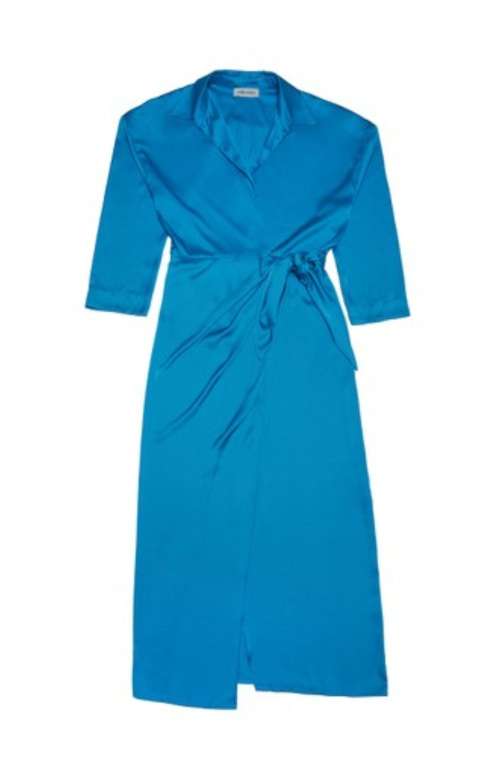 LONG GLOSSY WRAP DRESS