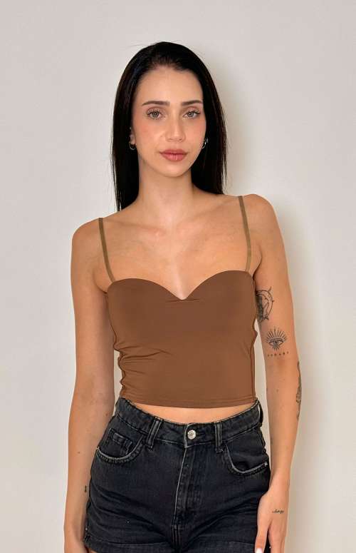 BUSTIER CROP TOP | BROWN