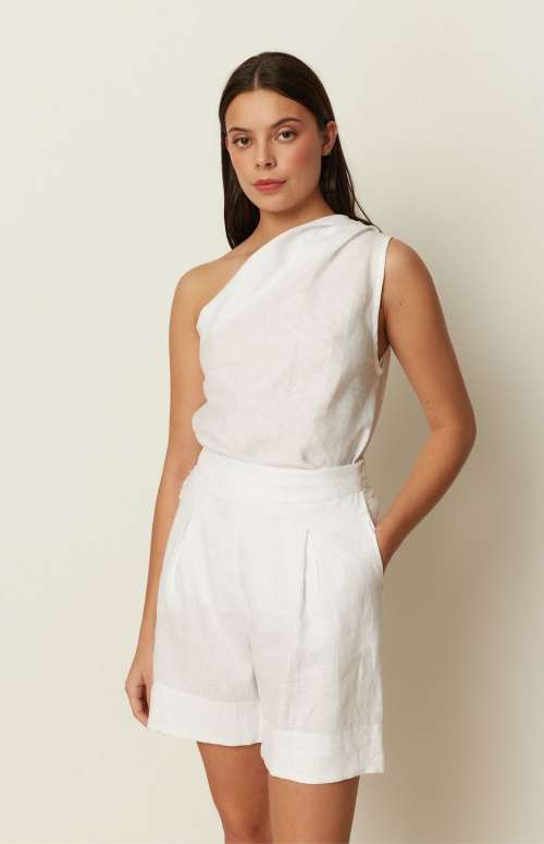 CO-ORD LINEN | ONE-SHOULDER TOP & SHORTS
