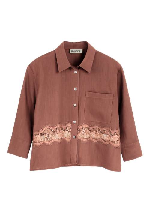 LINEN SHIRT WITH LACE DETAIL