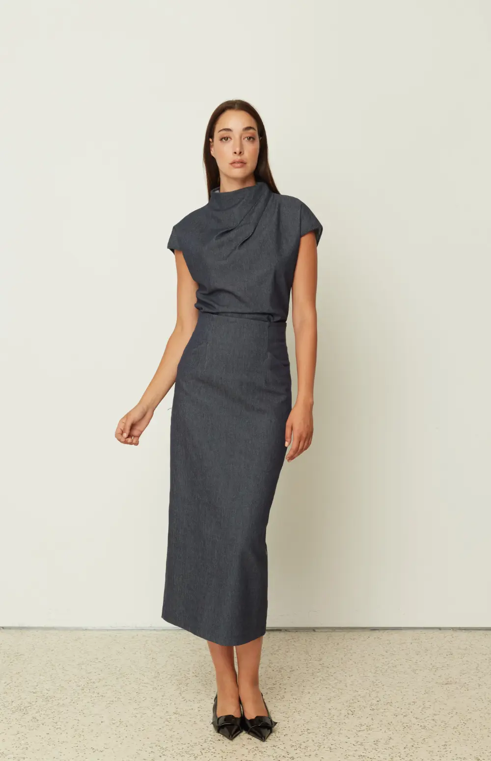 DENIM PENCIL SKIRT