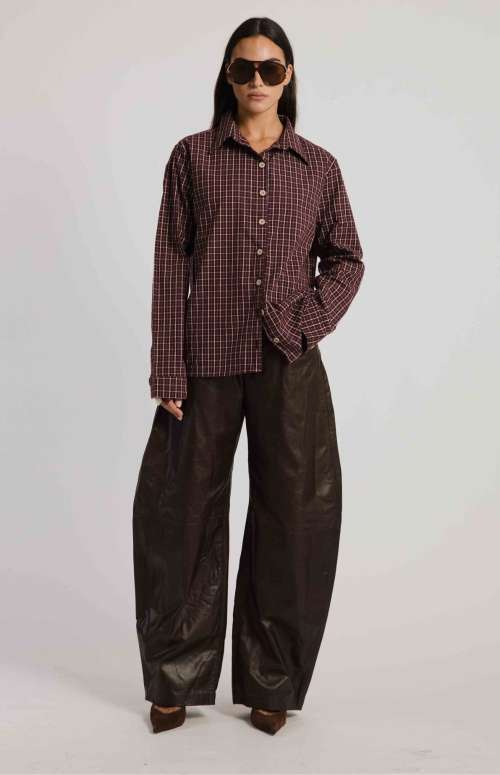 LEATHER BARREL PANTS | VINTAGE BROWN