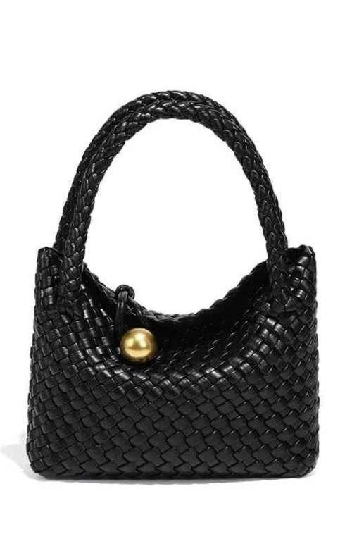 WOVEN SMALL HANDBAG WITH GOLD DETAIL