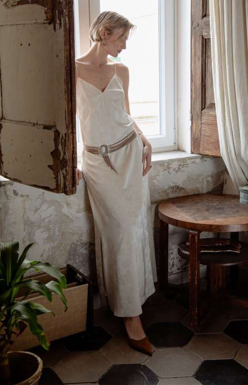 GRACE DRESS | BIAS CUT PAISLEY EMBOSSED SATIN