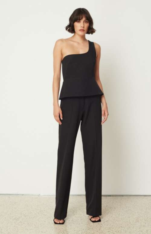 CO-ORD ONE SHOULDER TOP & FITTED PANTS | BLACK