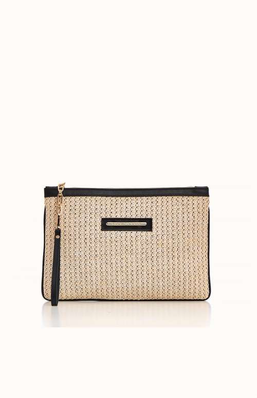 OFF WHITE STRAW CLUTCH BAG