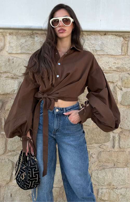 CROP JACKET WITH BALLOON SLEEVE