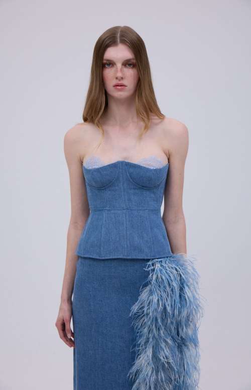 DENIM & LACE BUSTIER