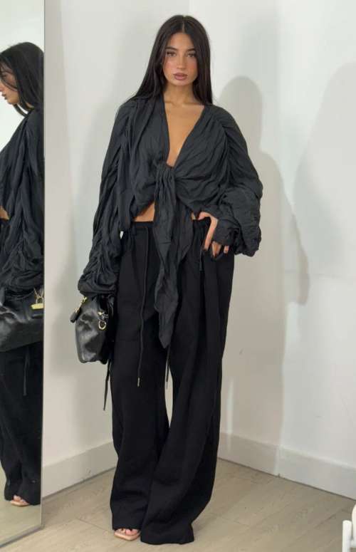 WIDE LEG TROUSERS WITH DRAWSTRING