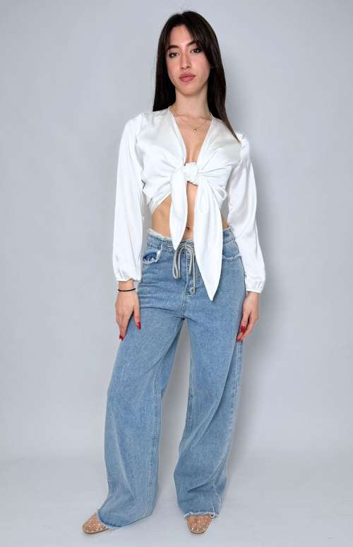 FRAYED WAISTBAND DENIM