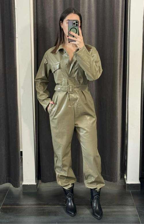 FAUX LEATHER JUMPSUIT