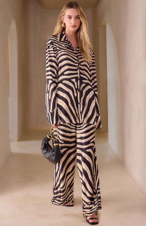 CO-ORD PRINTED SHIRT & HIGH WAISTED PANTS