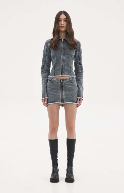 BELLA DENIM MINI SKIRT | GREY