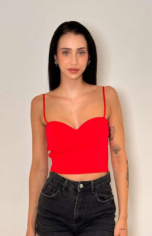 BUSTIER CROP TOP | RED