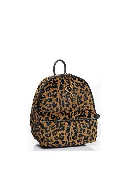 LEOPARD VELVET BROWN MINI BACKPACK