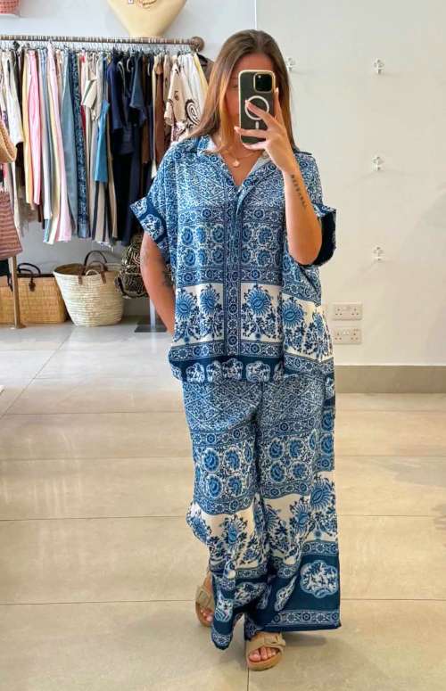 CO-ORD PRINTED | SHIRT & WIDE LEG TROUSERS