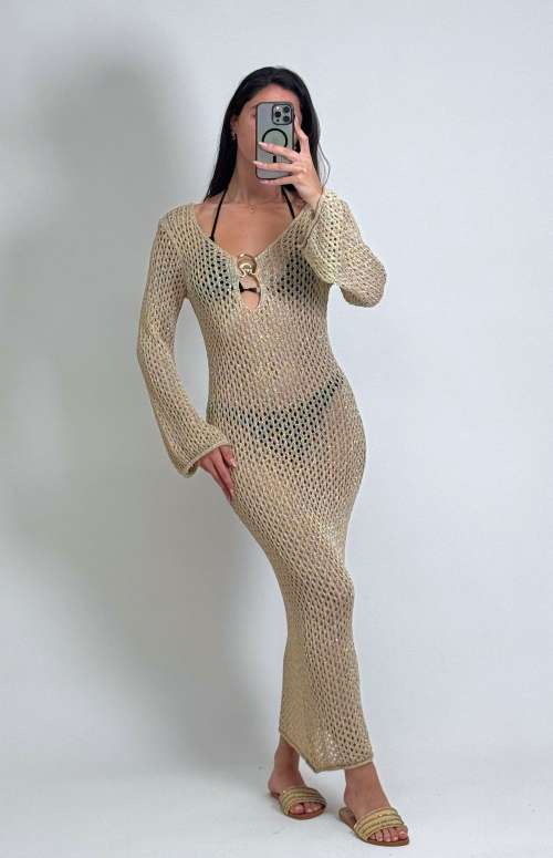 KNIT MAXI DRESS WITH LONG SLEEVES