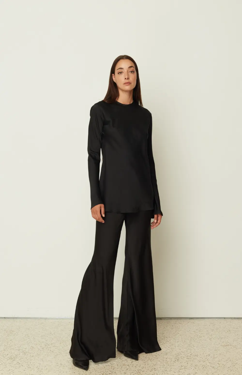 SATIN FLARED PANTS