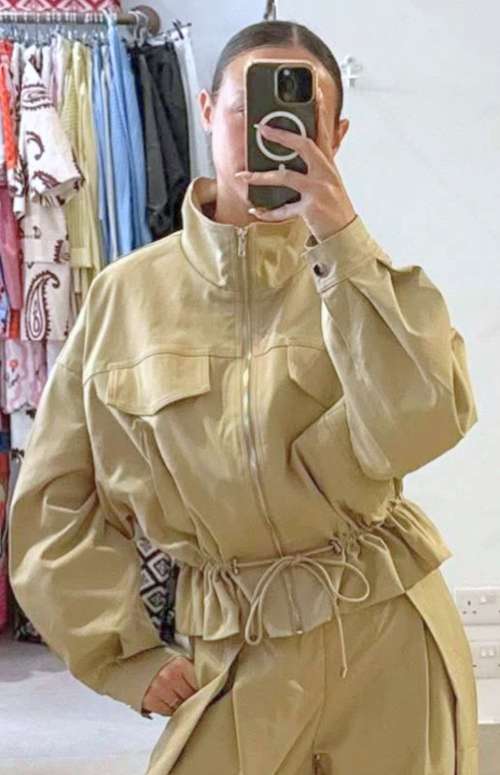 DRAWSTRING PEPLUM JACKET