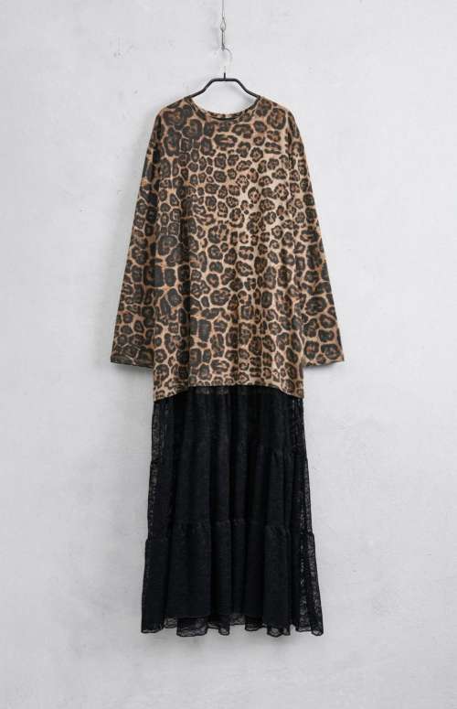 CHEETAH PRINT DRESS WITH LACE SKIRT